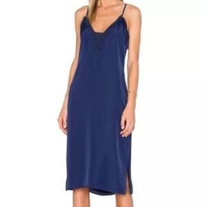 NWT House of Harlow 1960 x Revolve Navy Stella satin slip dress